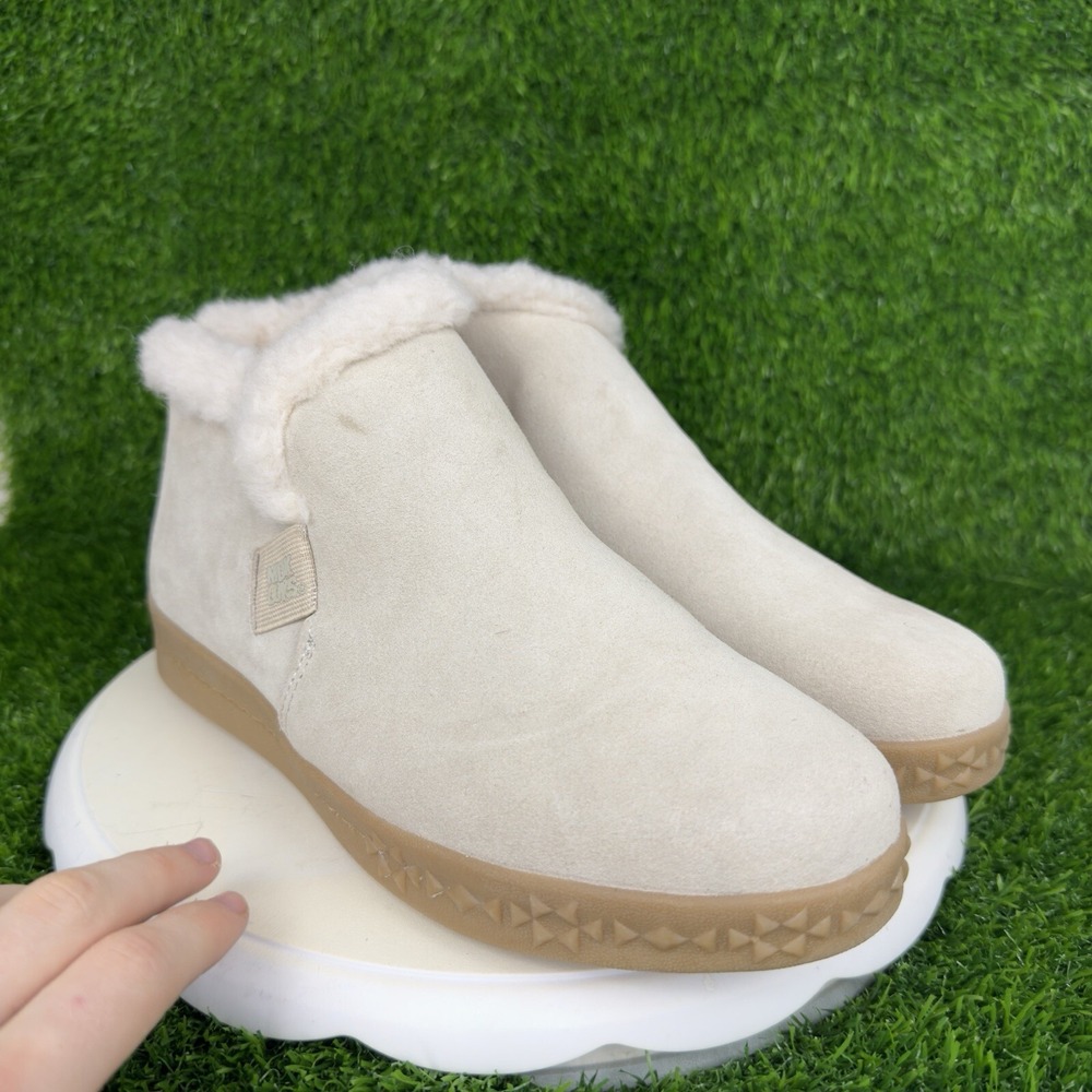 Vintage 90s Muk Luks Suede Mid Top Sneaker Gorpcore Workwear White 8.5